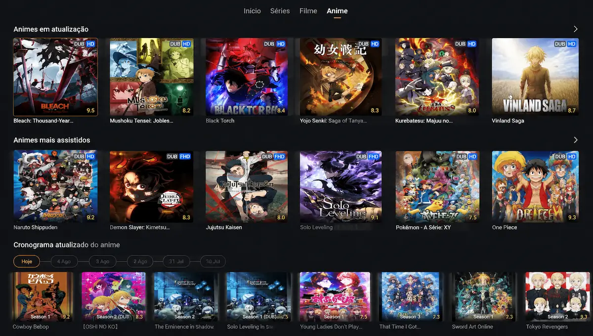 Animes dublados no Cinegato