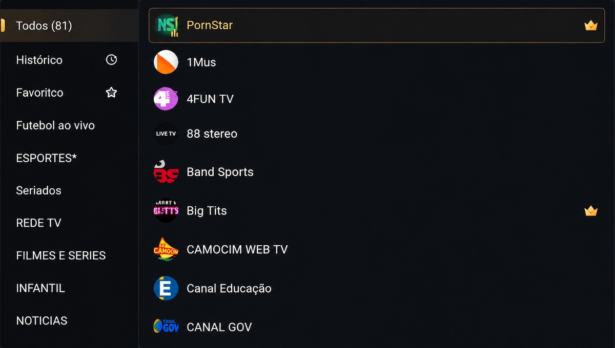Canais de TV ao vivo no Cinegato